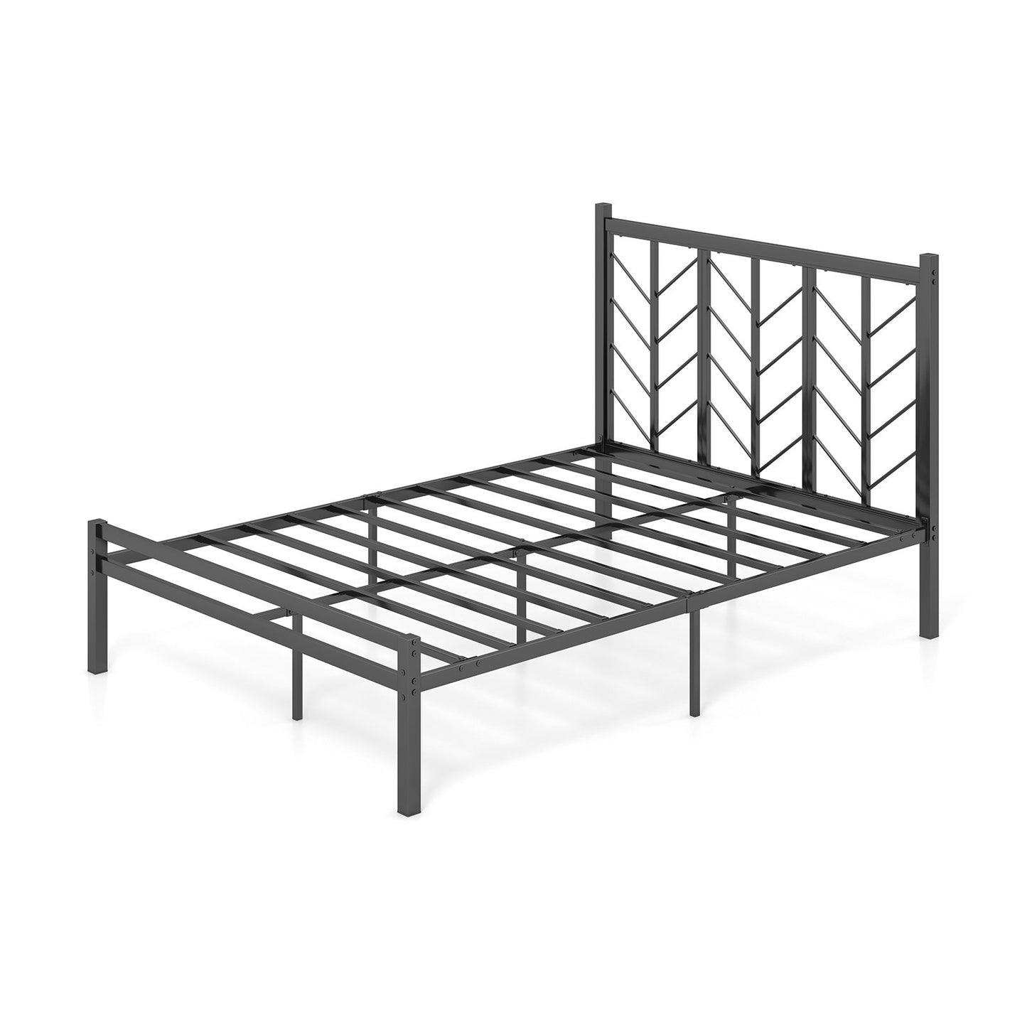 Sleek Platform Bed with Headboard and Metal Frame for Ultimate Support - Full Size