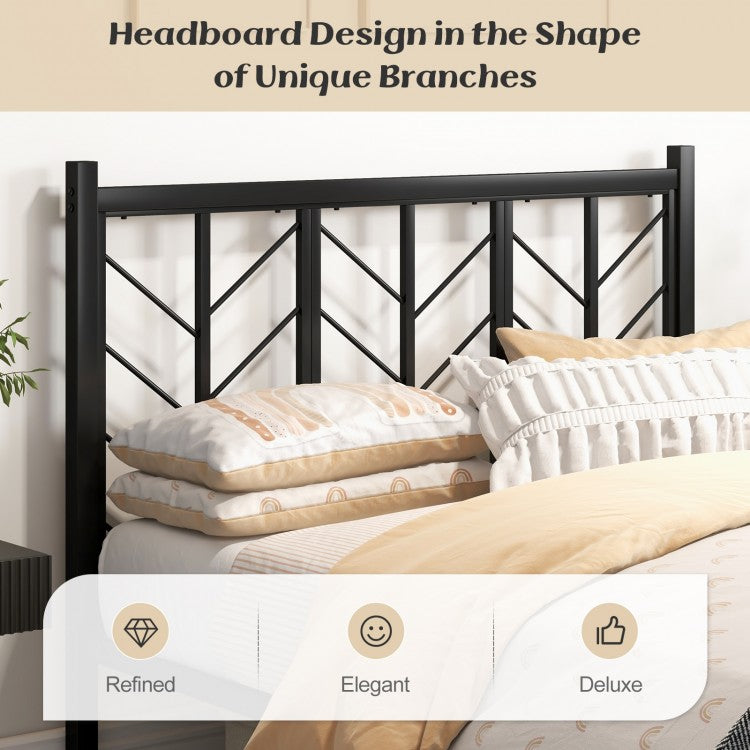 Sleek Platform Bed with Headboard and Metal Frame for Ultimate Support - Full Size