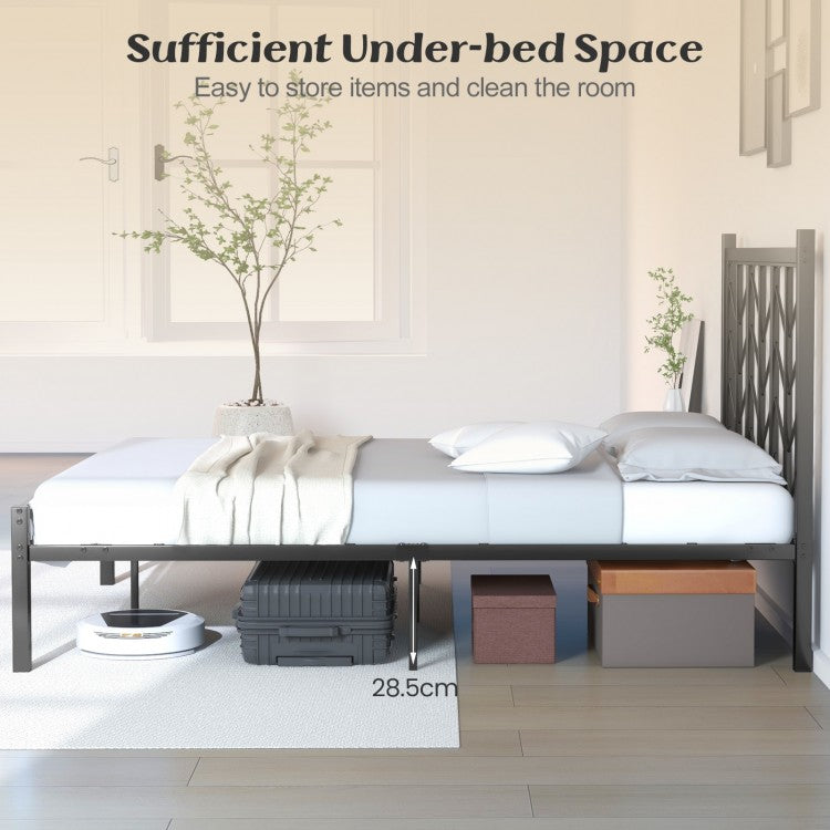 Sleek Platform Bed with Headboard and Metal Frame for Ultimate Support - Full Size