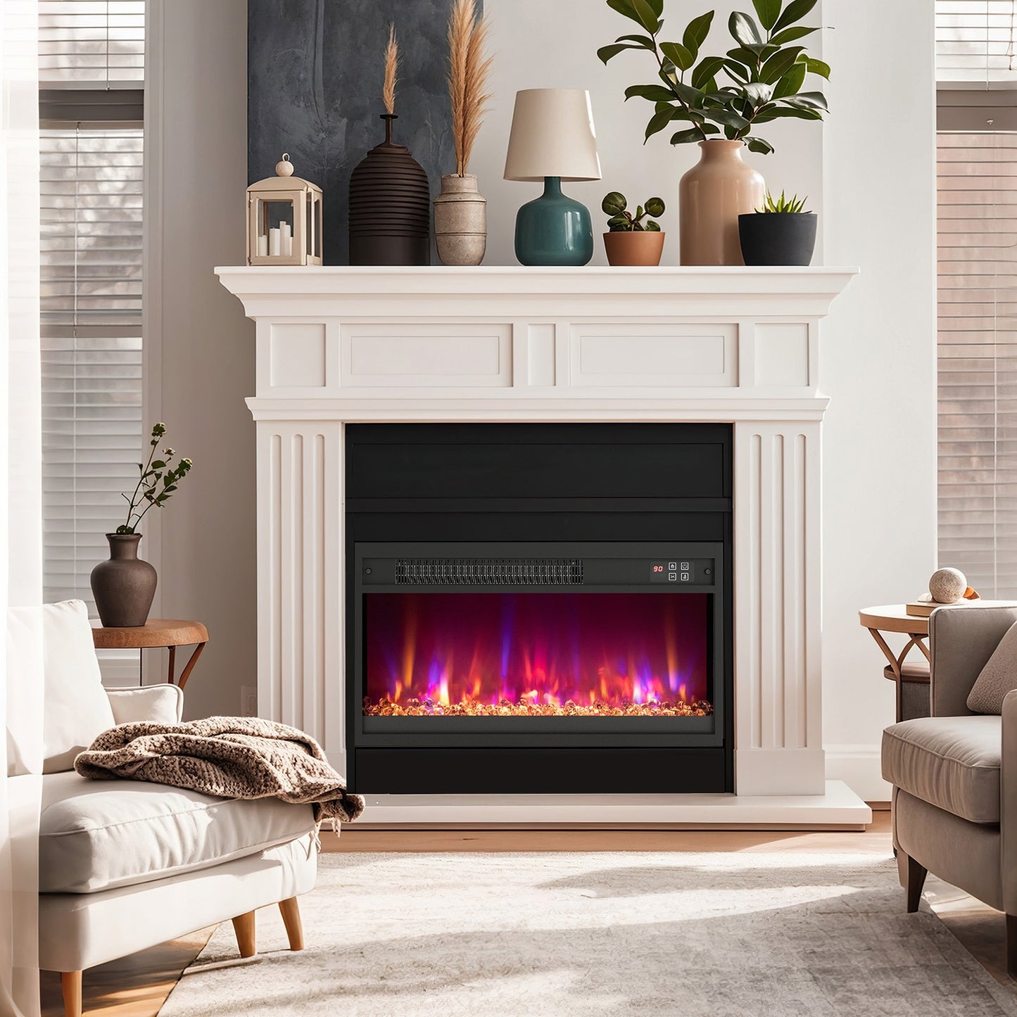 18/23/26 Inch 1500W Electric Fireplace Insert with Remote & Customizable Flame Effects