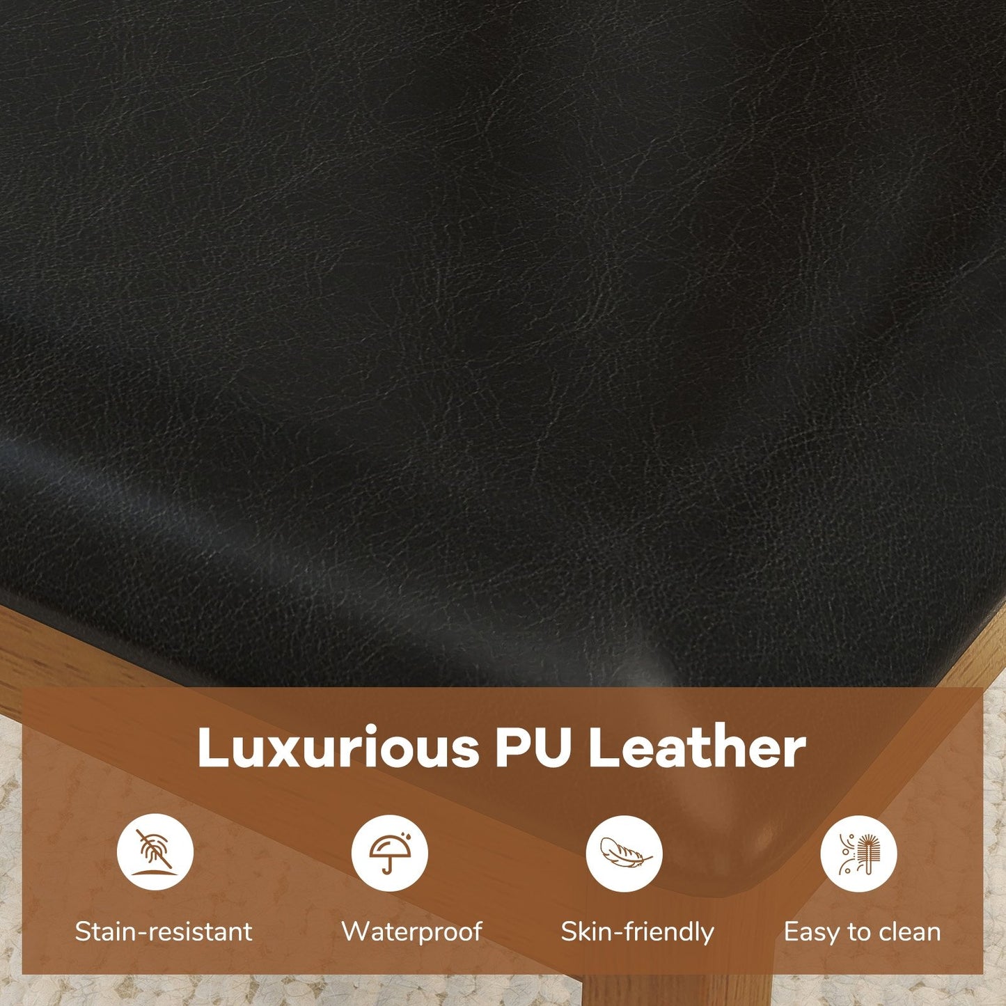 Dining Chairs with V-Shaped Back and PU Leather Upholstered Cushions Set of 2