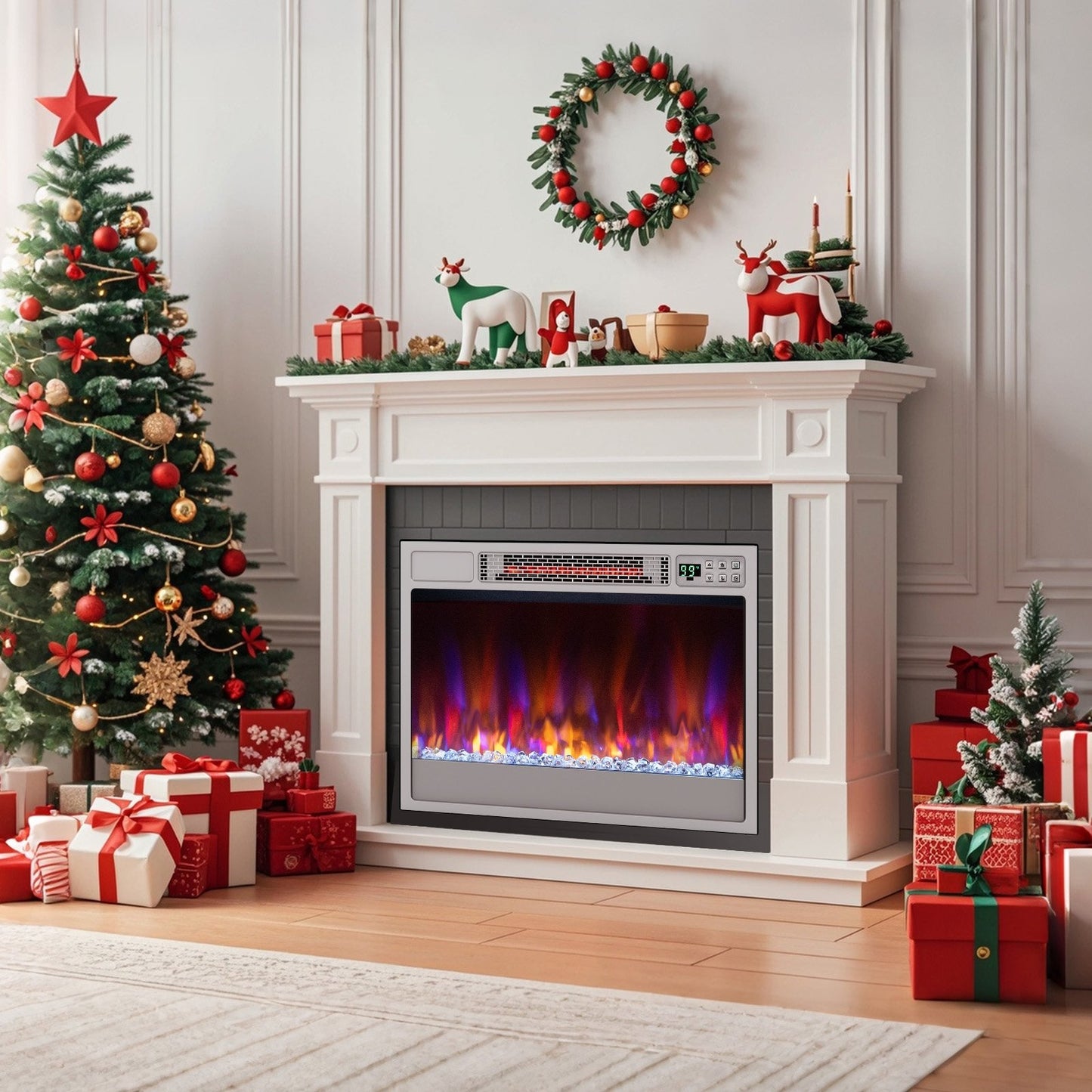 23 Inch 1500W Electric Fireplace Insert with Adjustable LED Flames & Remote Control