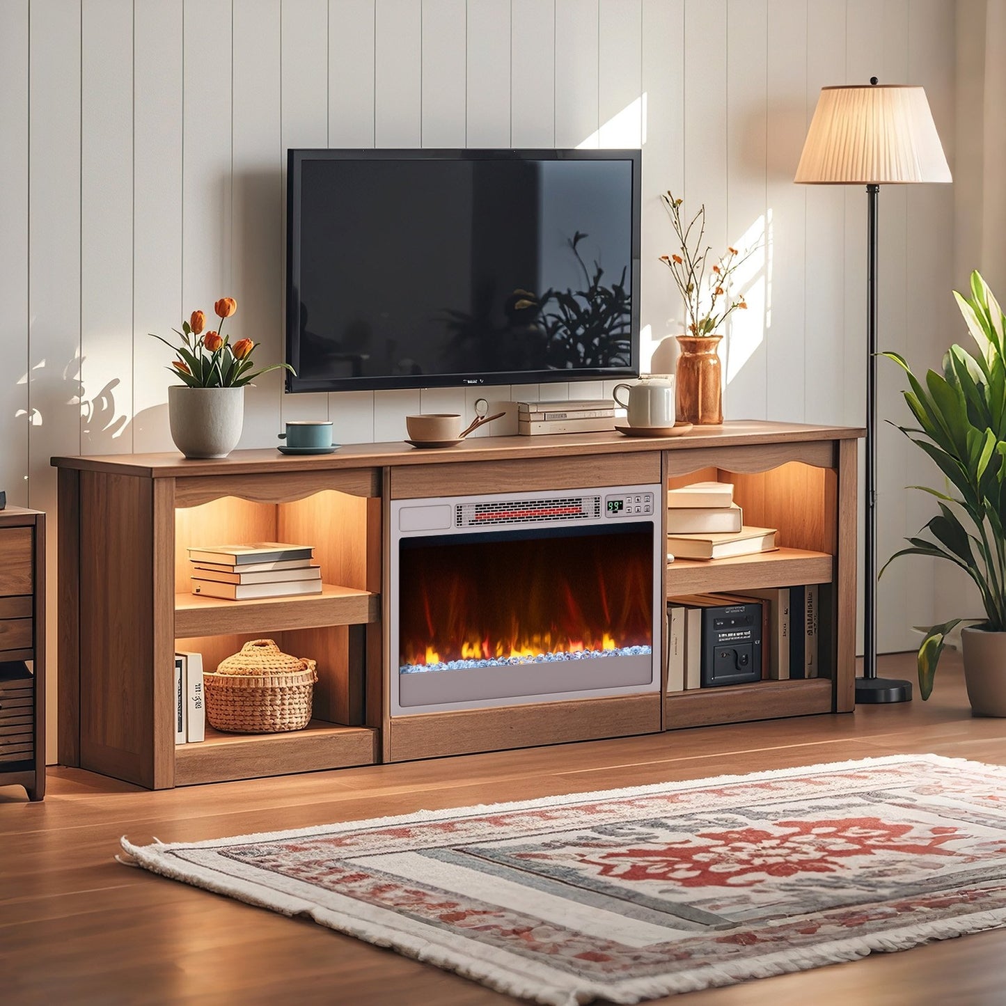 23 Inch 1500W Electric Fireplace Insert with Adjustable LED Flames & Remote Control