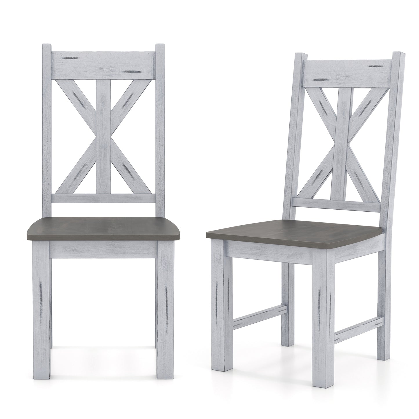 Farmhouse Dining Chairs with Durable Rubber Wood Frame and Stylish Hollow Back Design Set of 2