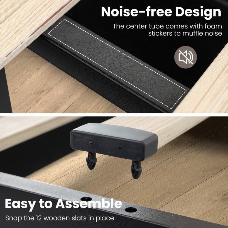 Modern Upholstered Bed Frame with LED Lights, Storage Drawers and Charging Station – Full & Queen Size