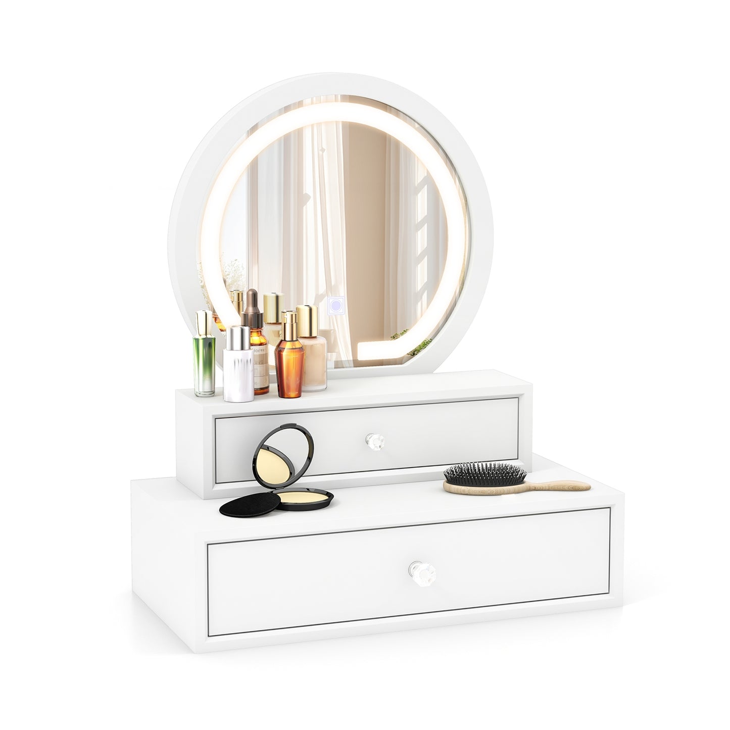 LED Makeup Mirror – Tabletop Vanity Mirror with Adjustable Brightness & Color Modes