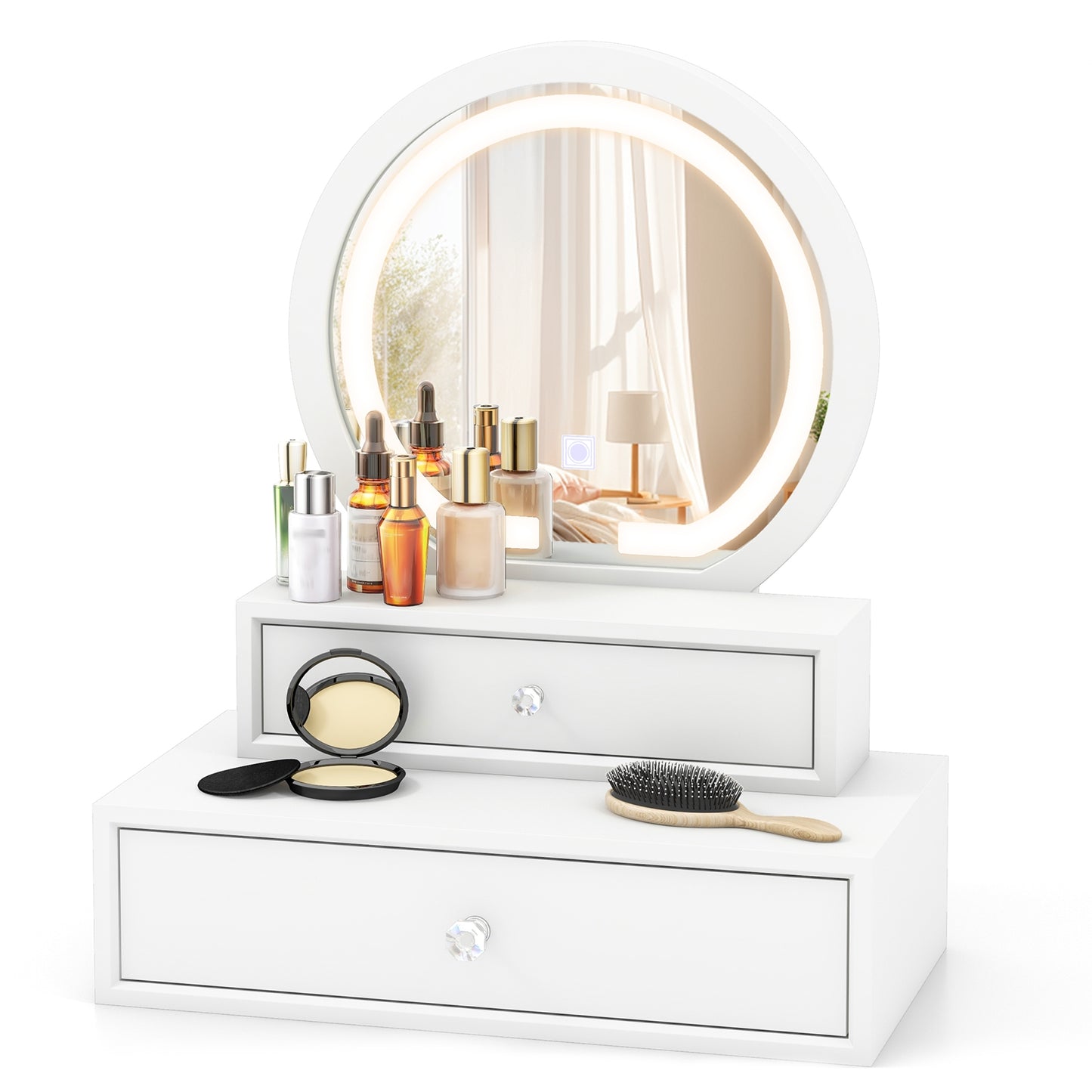 LED Makeup Mirror – Tabletop Vanity Mirror with Adjustable Brightness & Color Modes