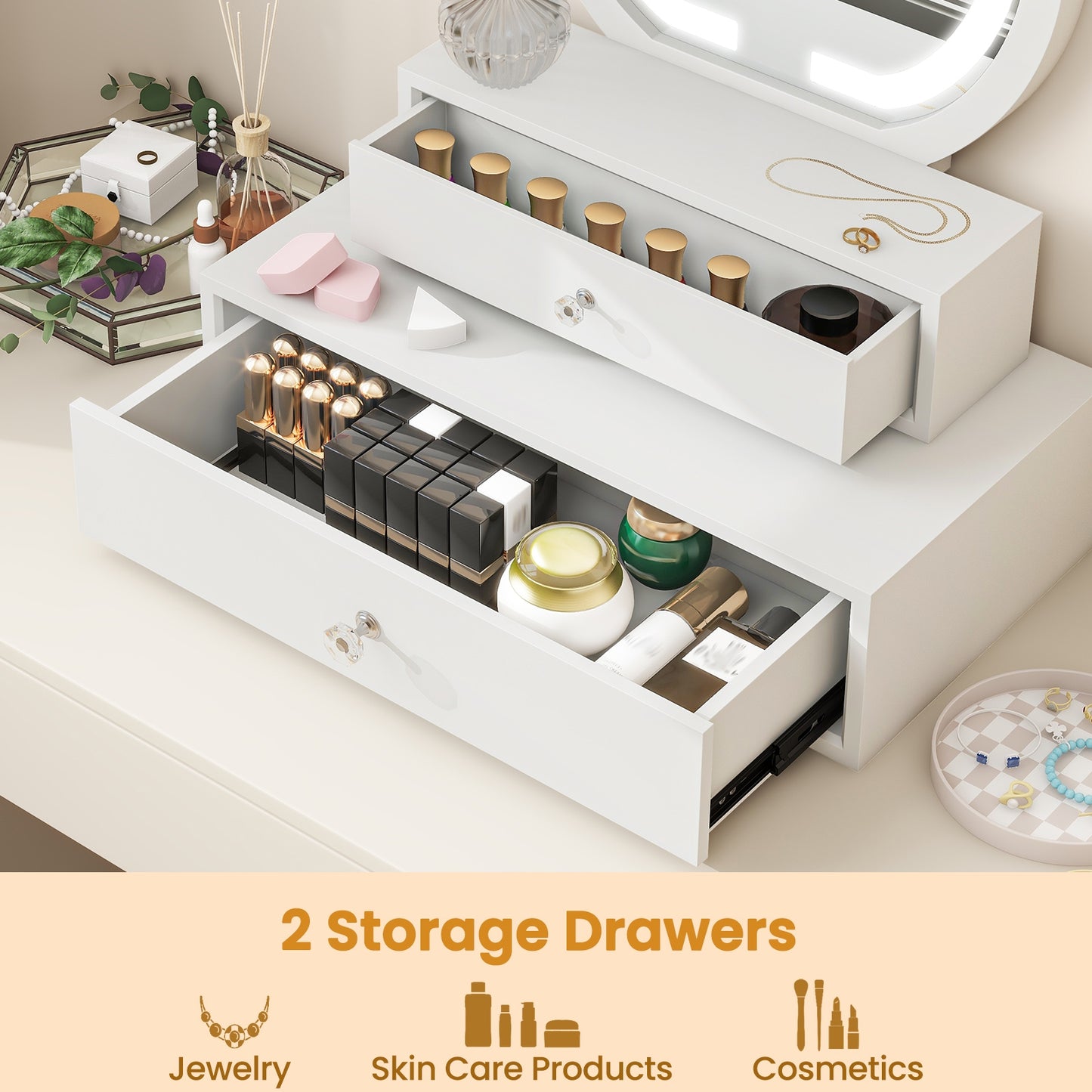 LED Makeup Mirror – Tabletop Vanity Mirror with Adjustable Brightness & Color Modes