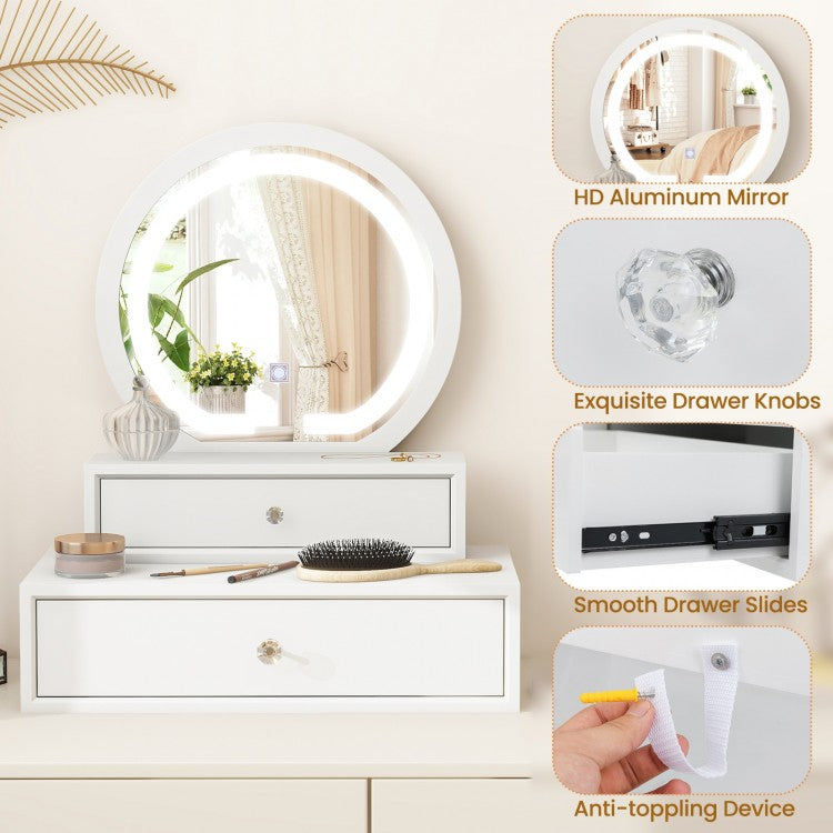 LED Makeup Mirror – Tabletop Vanity Mirror with Adjustable Brightness & Color Modes