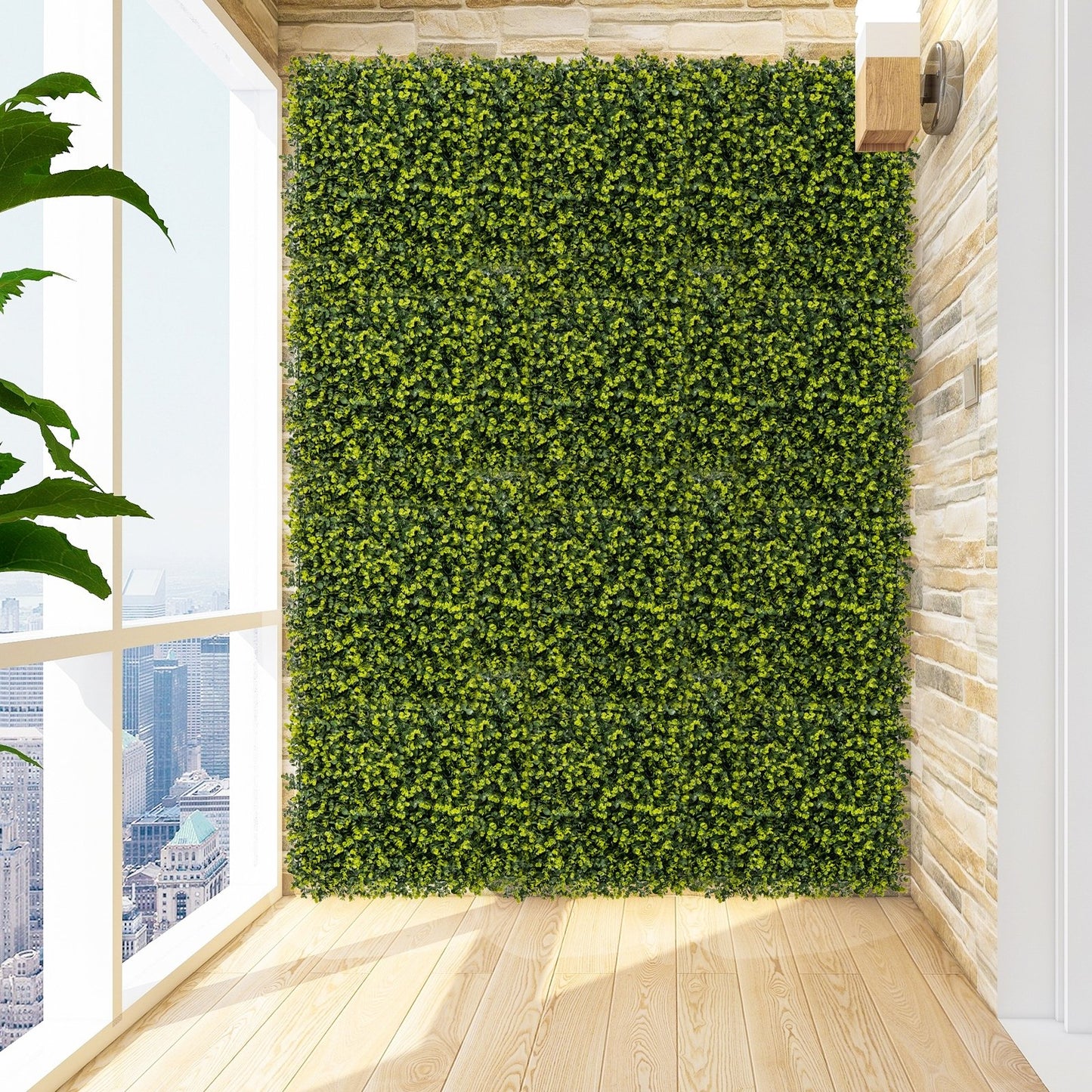12 Pieces 20" x 20" Faux Eucalyptus Hedge Panels for Privacy & Decorative Green Walls