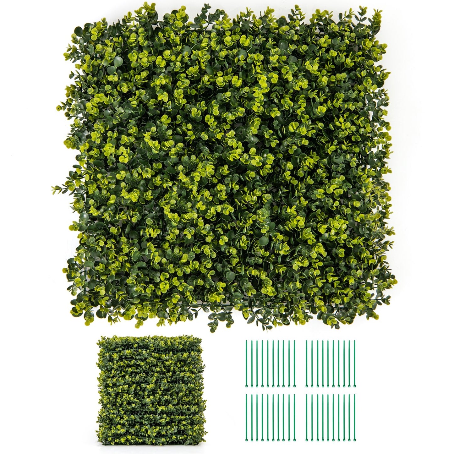 12 Pieces 20" x 20" Faux Eucalyptus Hedge Panels for Privacy & Decorative Green Walls