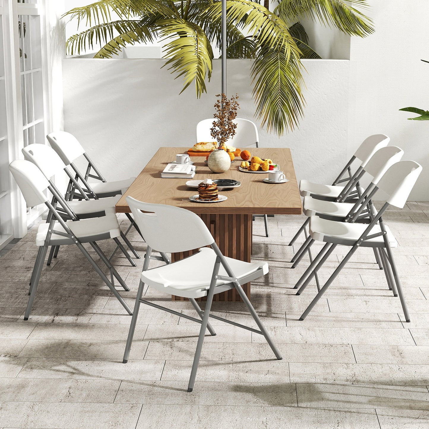 Set of 4 Foldable Chairs with Durable Metal Frame and Portable Carry Handle