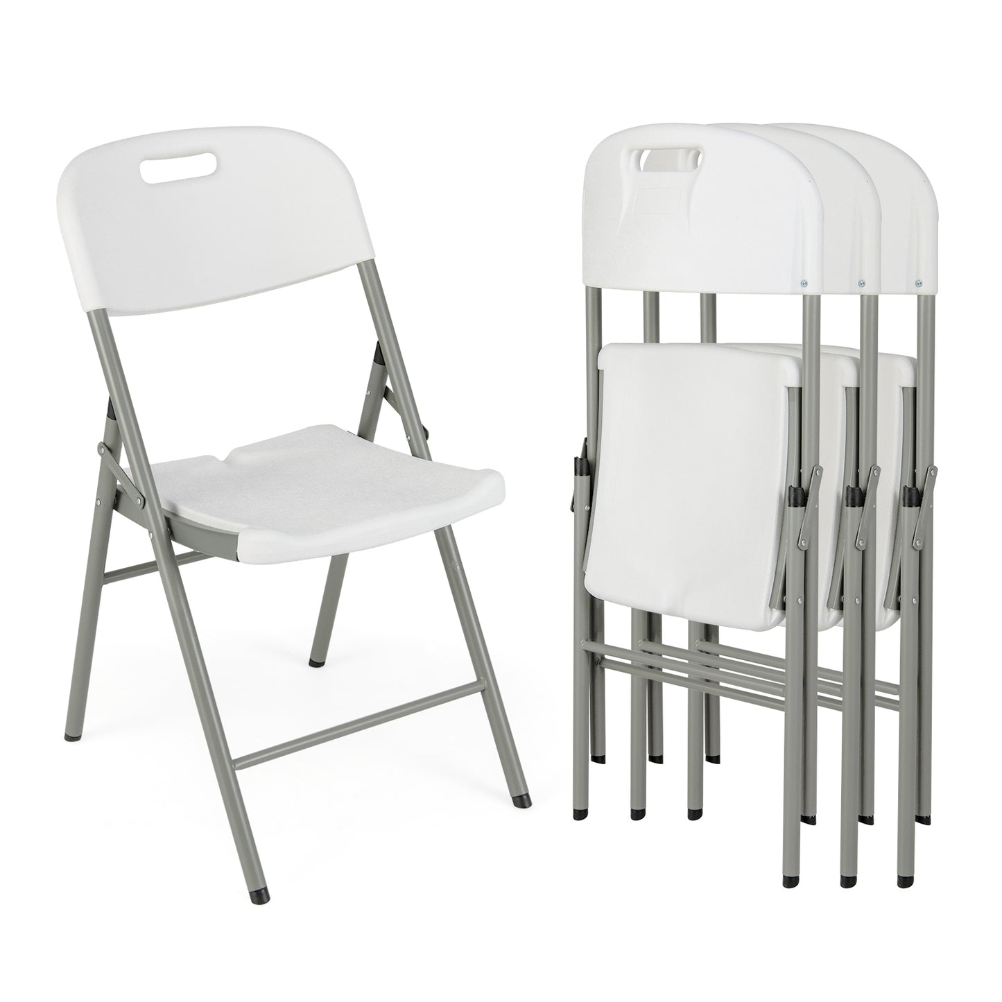 Set of 4 Foldable Chairs with Durable Metal Frame and Portable Carry Handle