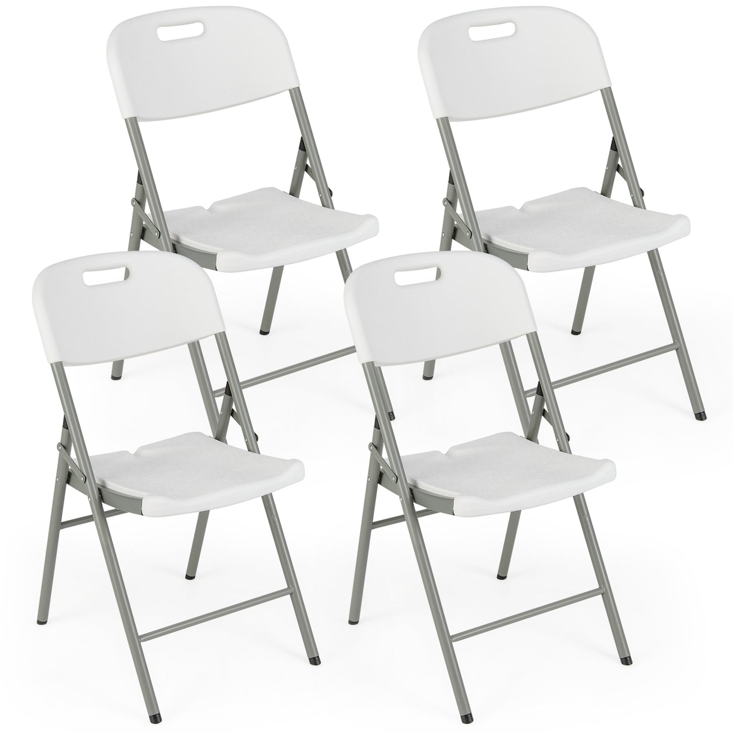 Set of 4 Foldable Chairs with Durable Metal Frame and Portable Carry Handle