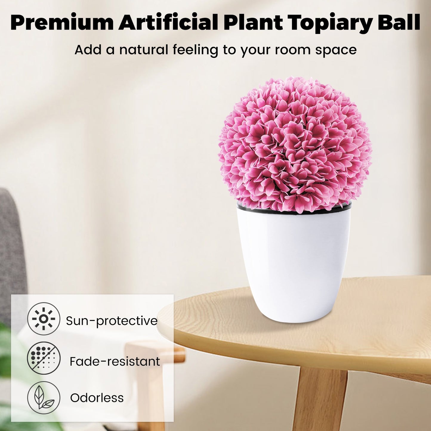 2 PCS Artificial Boxwood Topiary Balls – Lifelike Faux Plant Decorative Balls for Indoor & Outdoor Decor