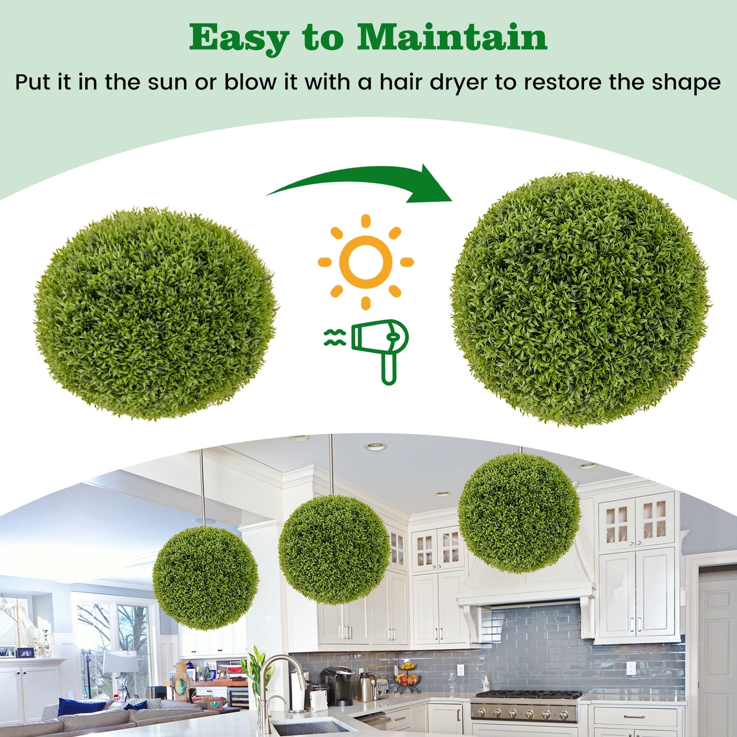 Set of 2 - 20" Artificial Boxwood Topiary Balls for Home & Garden Décor