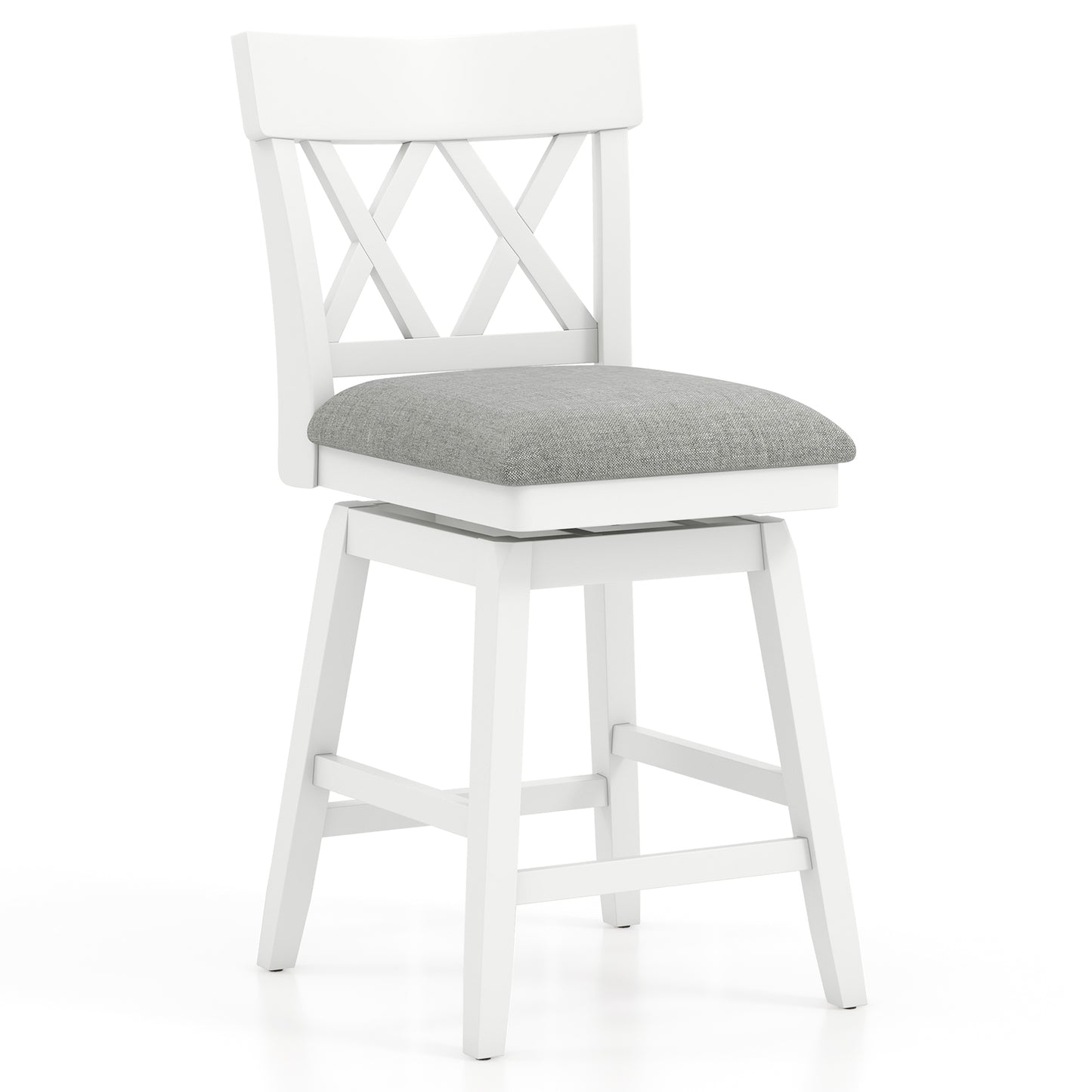 Swivel Bar Stool with Padded Seat and Ergonomic Backrest for Kitchen or Dining Space White 26 Inch