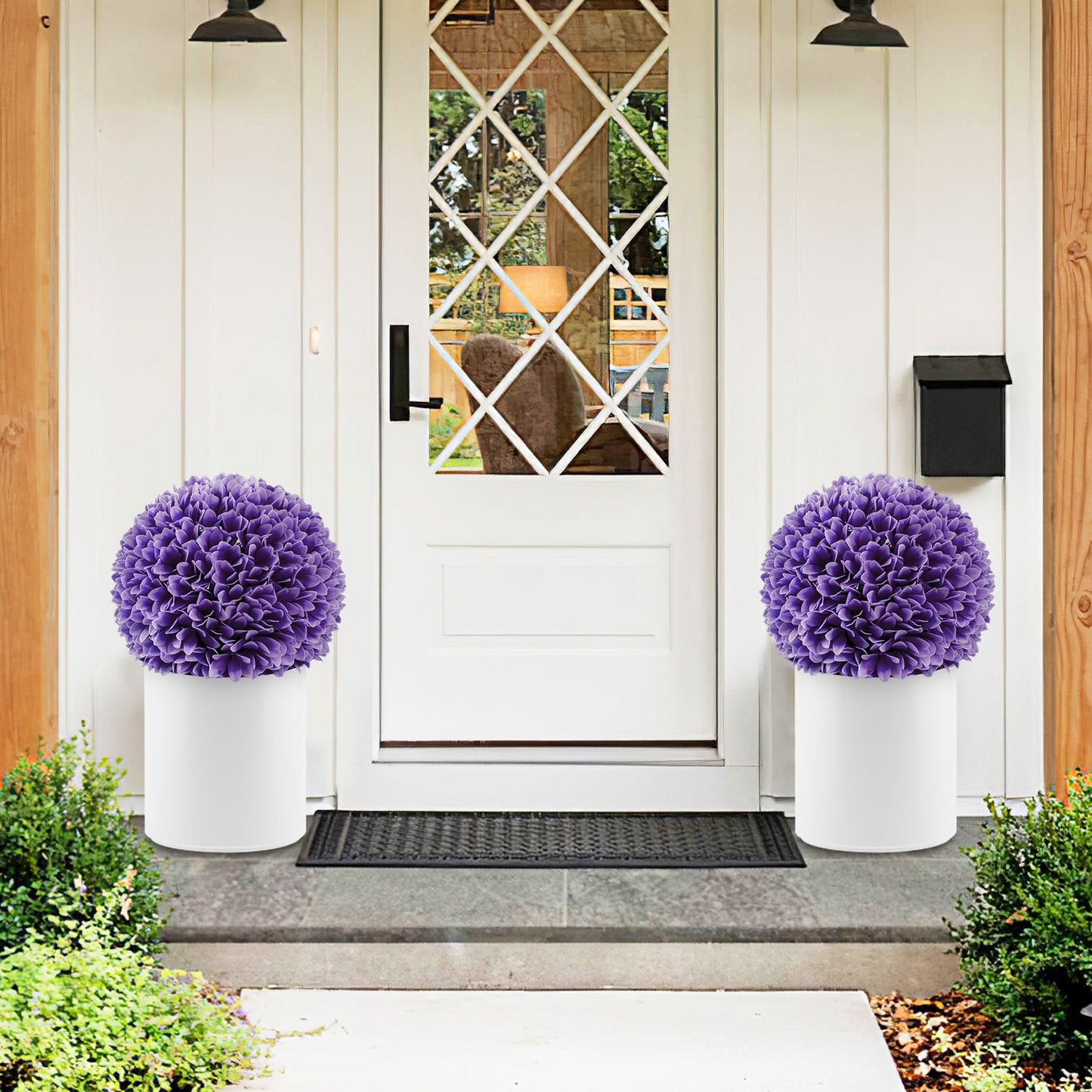 2 PCS Artificial Boxwood Topiary Balls – Lifelike Faux Plant Decorative Balls for Indoor & Outdoor Decor
