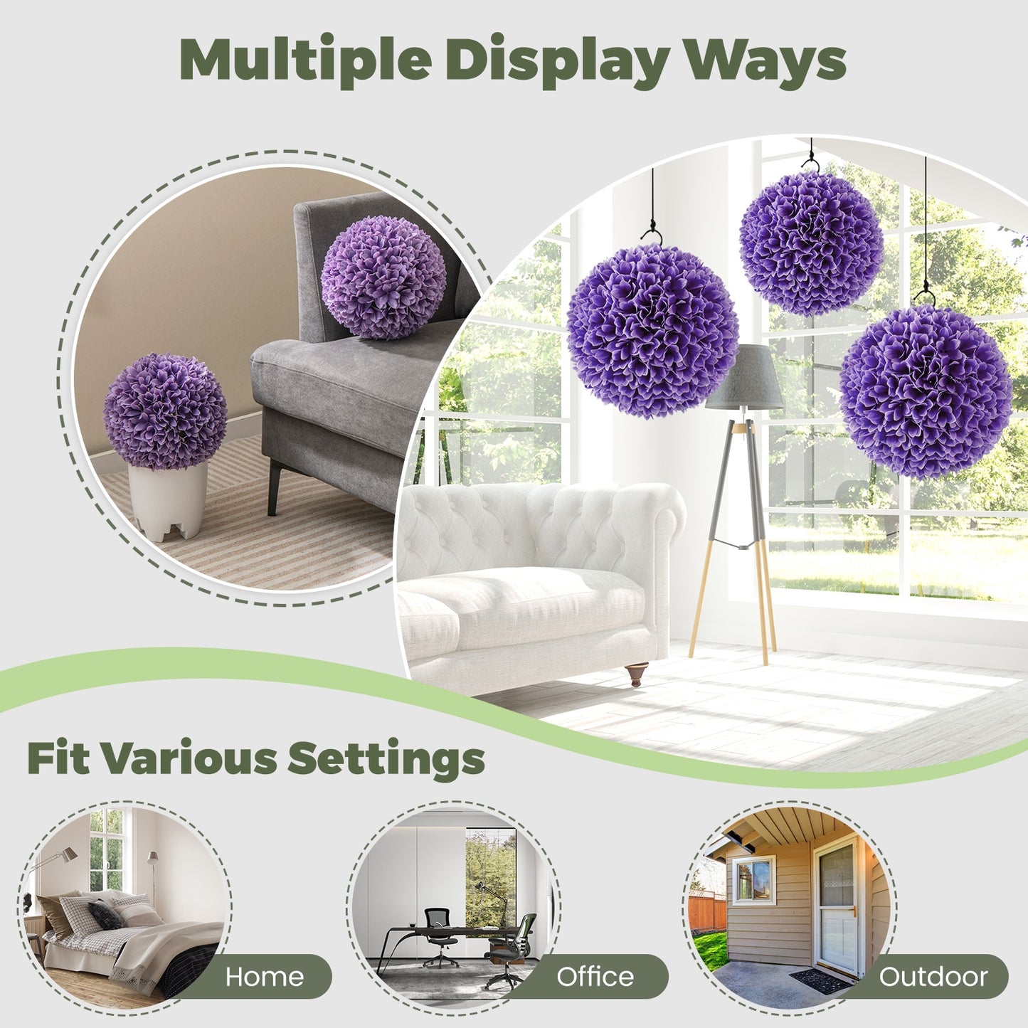 2 PCS Artificial Boxwood Topiary Balls – Lifelike Faux Plant Decorative Balls for Indoor & Outdoor Decor
