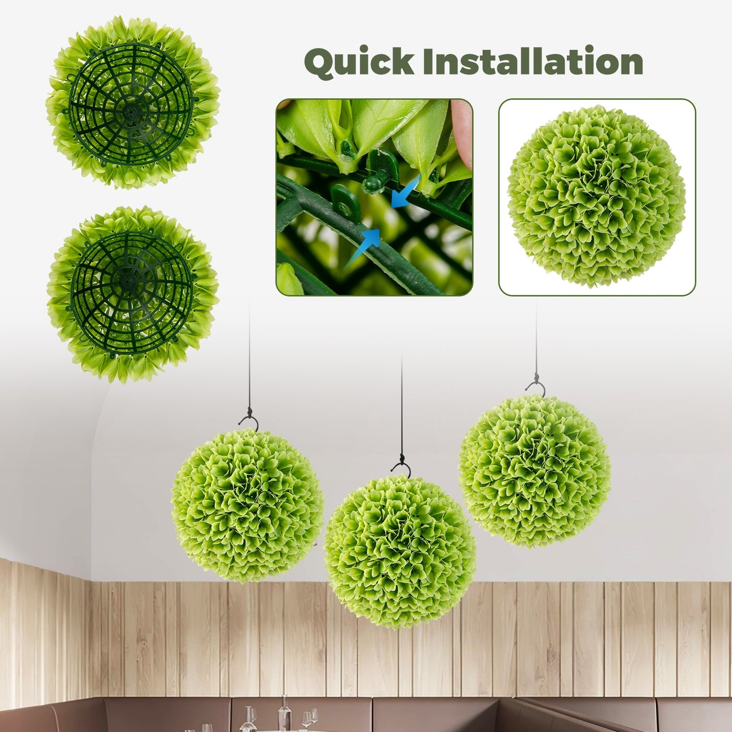 2 PCS Artificial Boxwood Topiary Balls – Lifelike Faux Plant Decorative Balls for Indoor & Outdoor Decor
