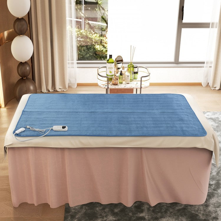 5 Level Electric Heated Mattress Pad with Overheat Protection & Fast Heating – Blue