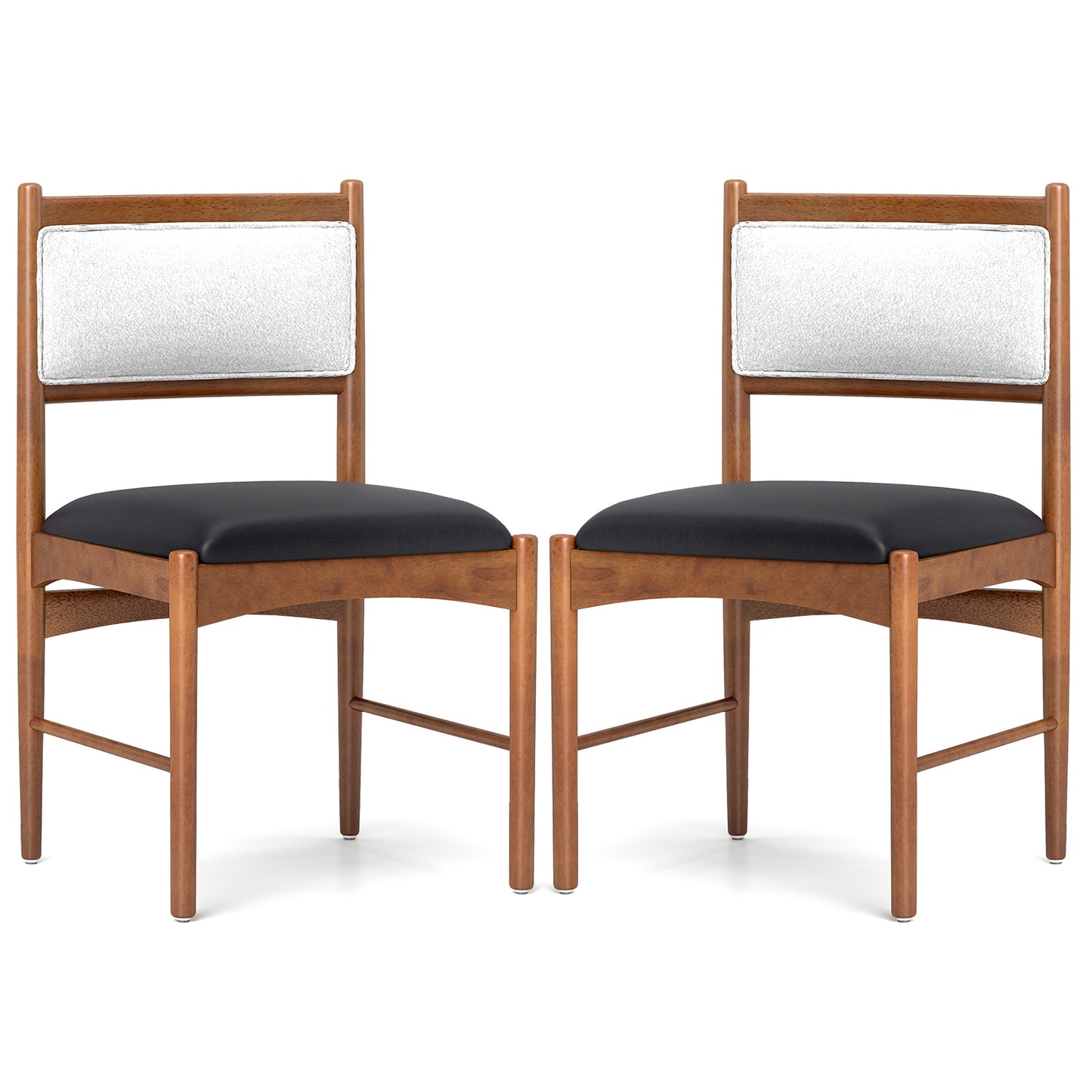 Elegant Wooden Dining Chairs Set of 2 with Rubber Wood Frame and Plush Faux Sherpa Backrest
