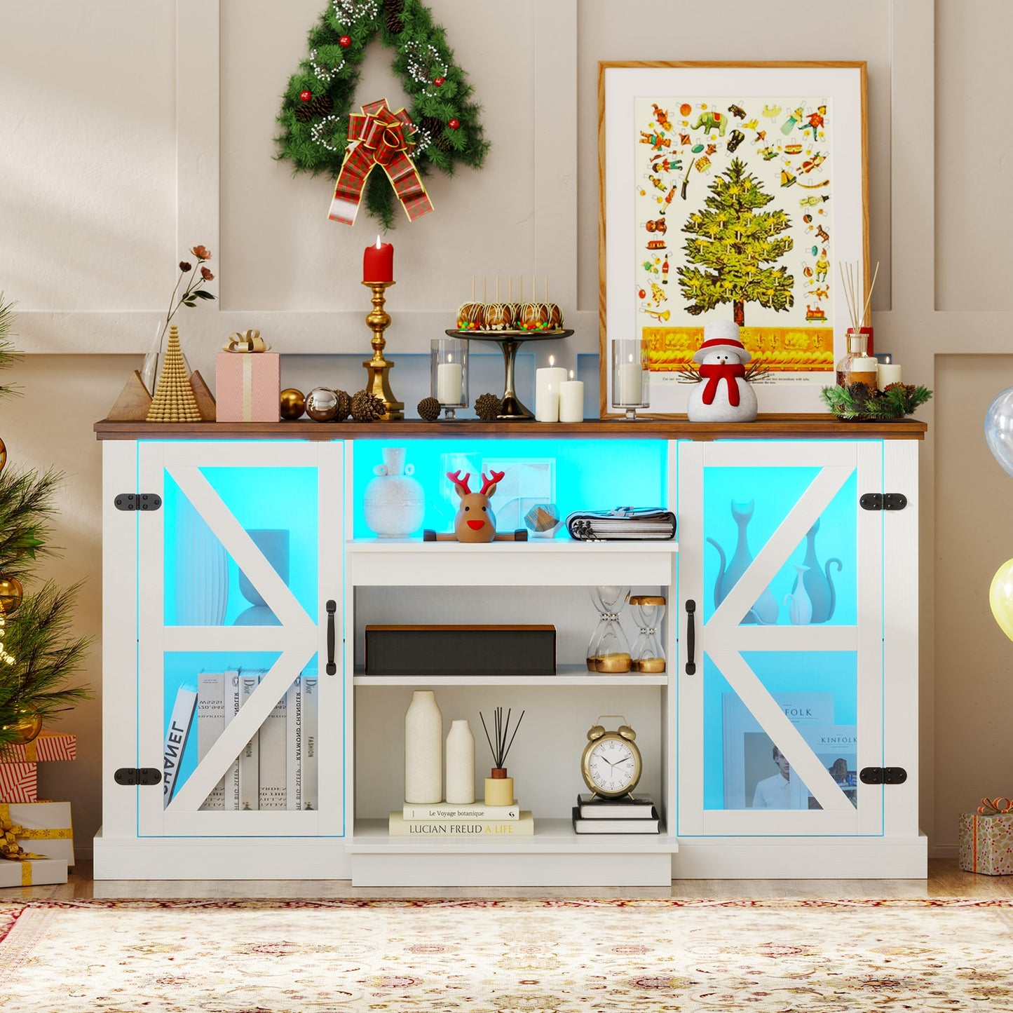 LED Media Console with Adjustable Shelves for TVs up to 65 Inches
