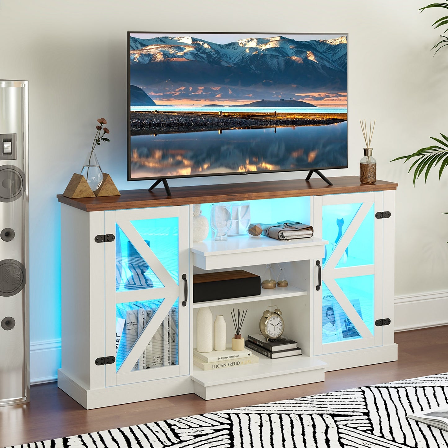 LED Media Console with Adjustable Shelves for TVs up to 65 Inches