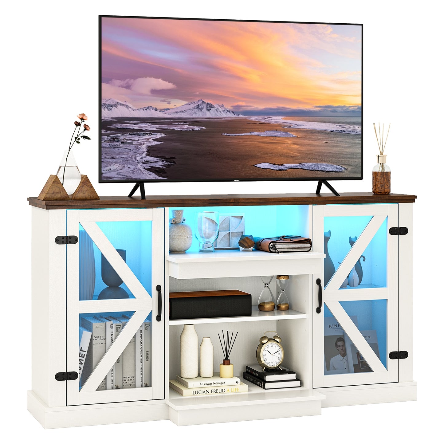 LED Media Console with Adjustable Shelves for TVs up to 65 Inches