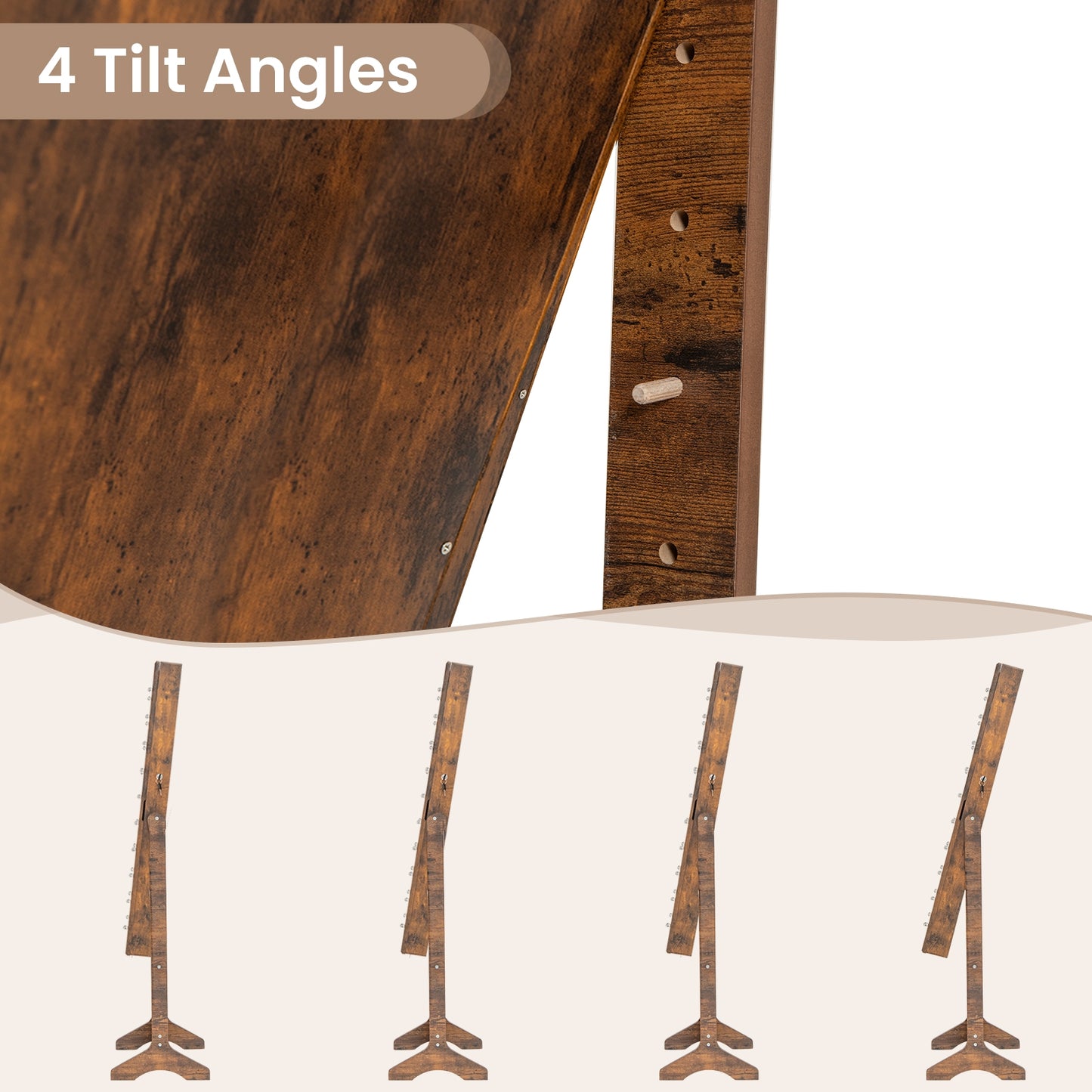 Jewelry Mirror Cabinet with 20 LED Lights, 4 Adjustable Tilt Angles, and Ample Storage – Rustic Brown
