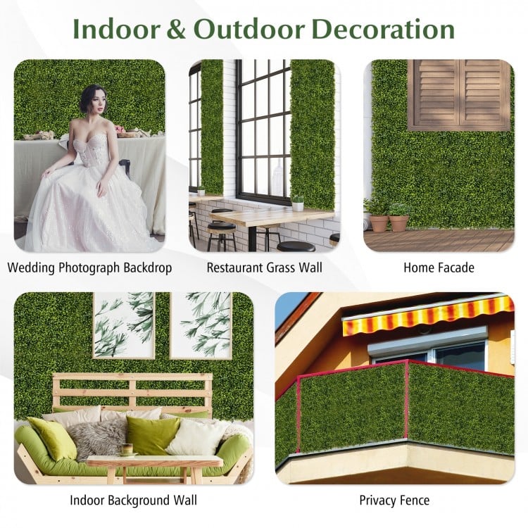 12 Pack 20x20 Faux Boxwood Panels for Privacy Screens and Green Wall Backdrops