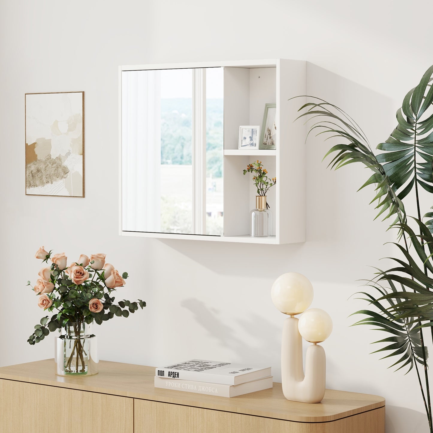 Bathroom Medicine Cabinet with Single Mirror Door - Wall Mount