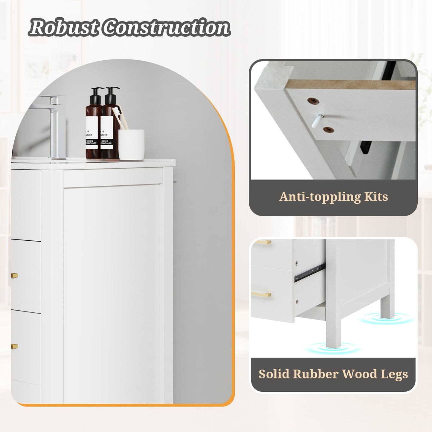 30 Inch Modern Bathroom Vanity with Ceramic Sink, 2 Drawers, and Adjustable Shelf