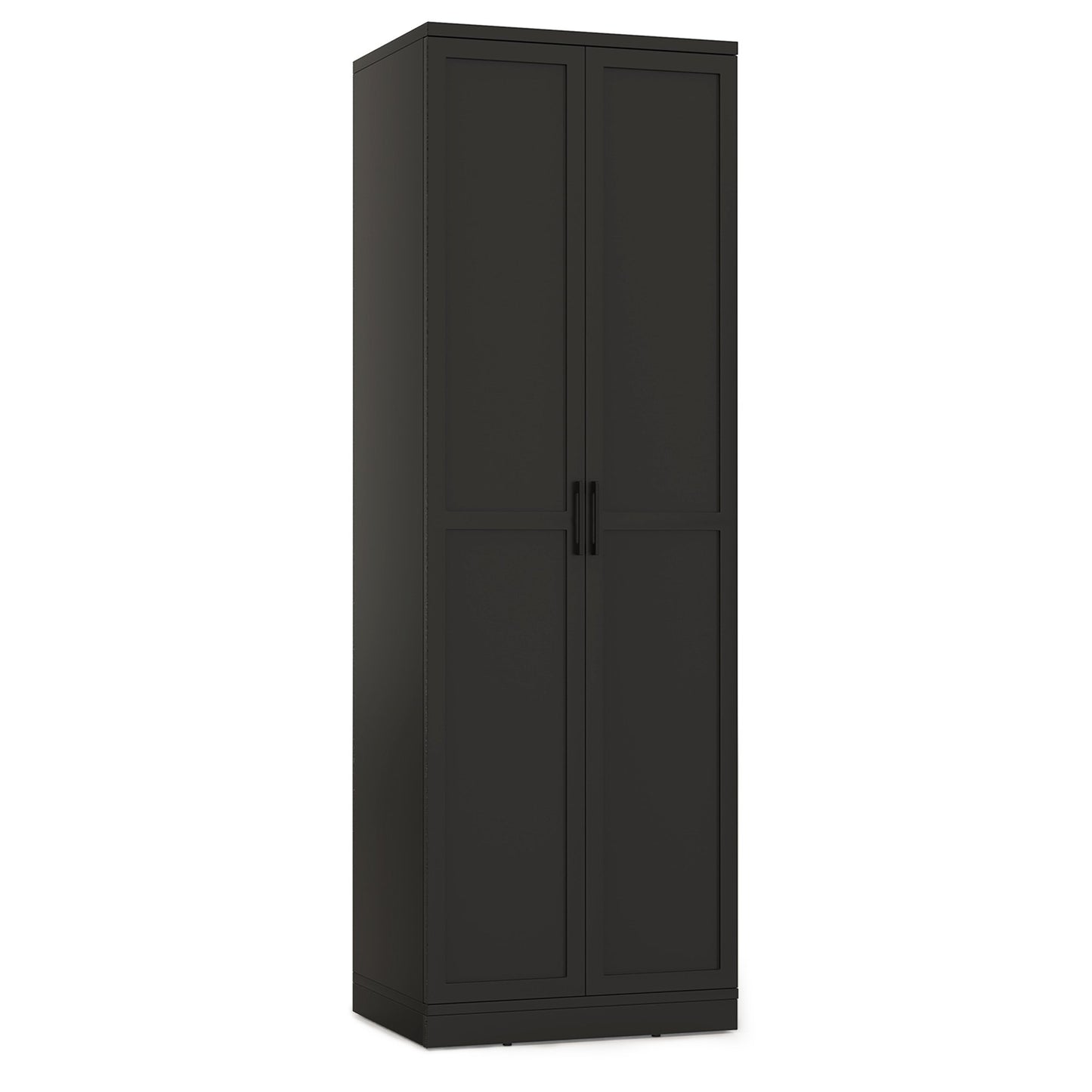 70 Inch Freestanding Storage Cabinet with Adjustable Shelves and Double Doors - Black