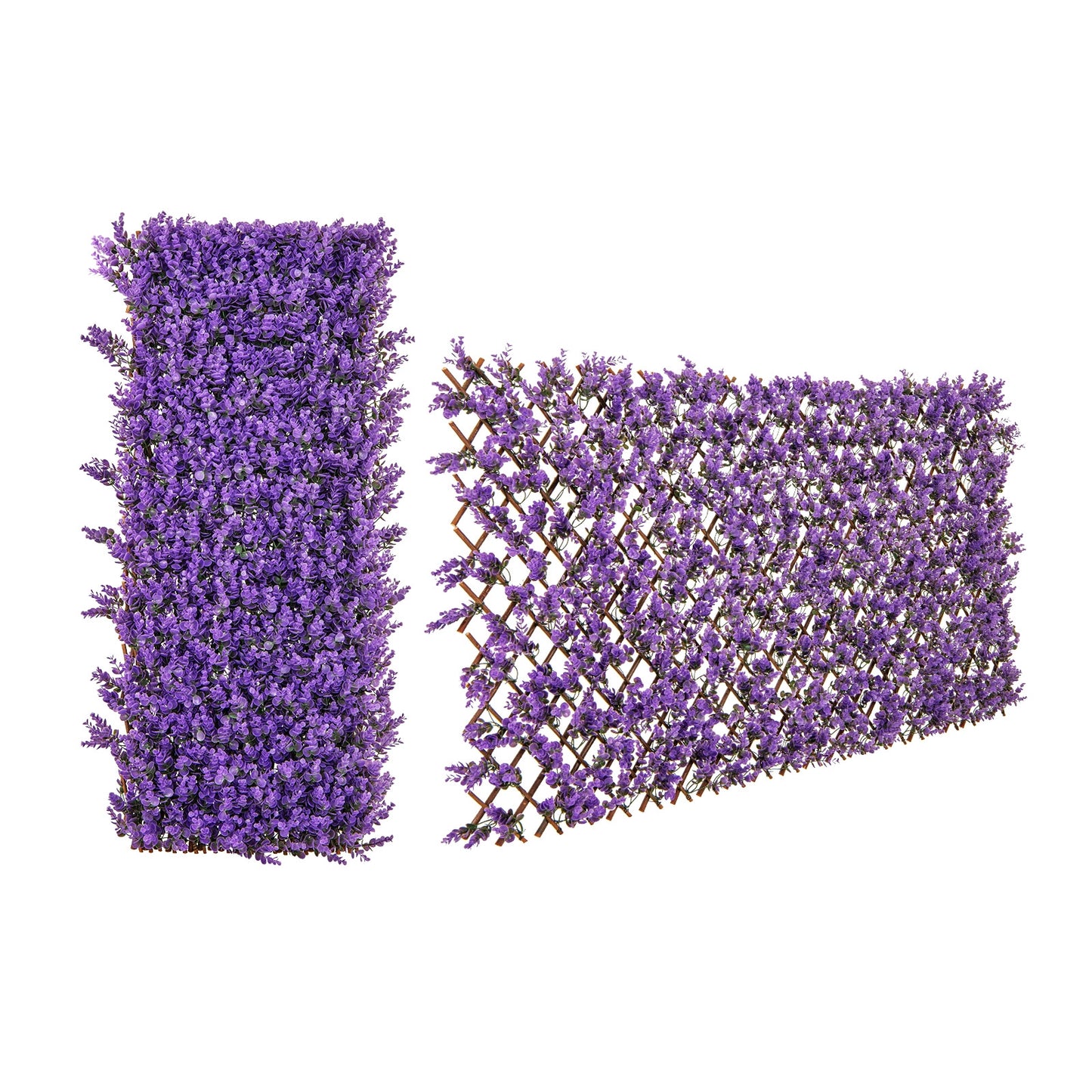 Faux Purple Eucalyptus Privacy Panel with Willow Frame for Balcony & Patio