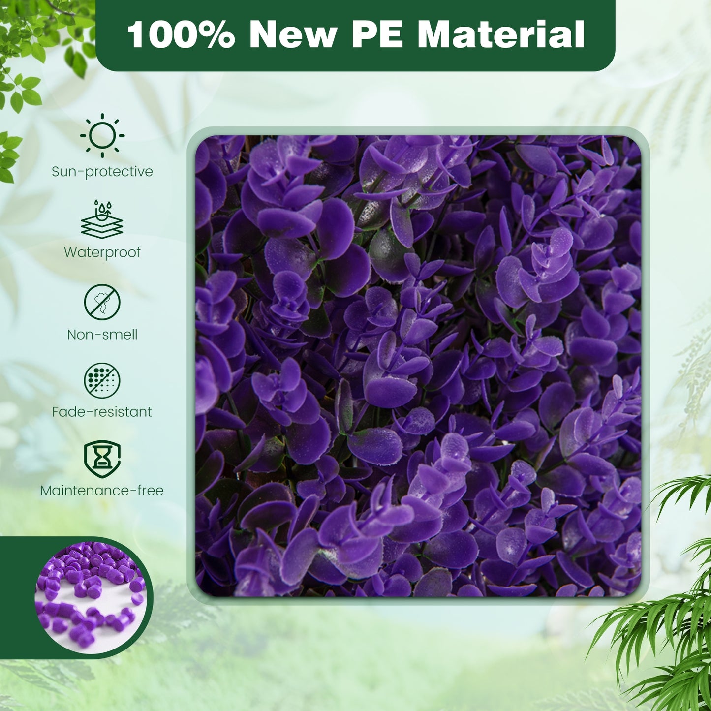 Faux Purple Eucalyptus Privacy Panel with Willow Frame for Balcony & Patio