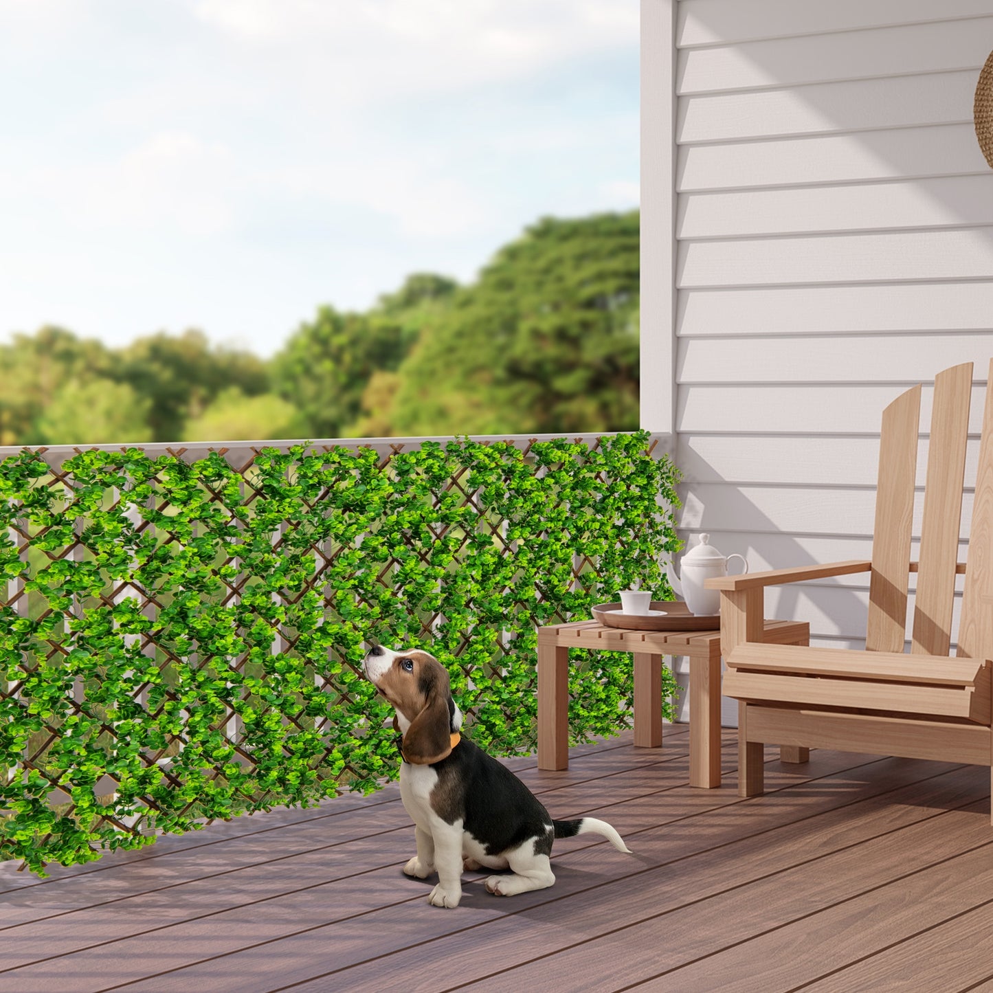Adjustable Privacy Fence Screen with UV-Resistant Artificial Greenery for Balcony & Patio