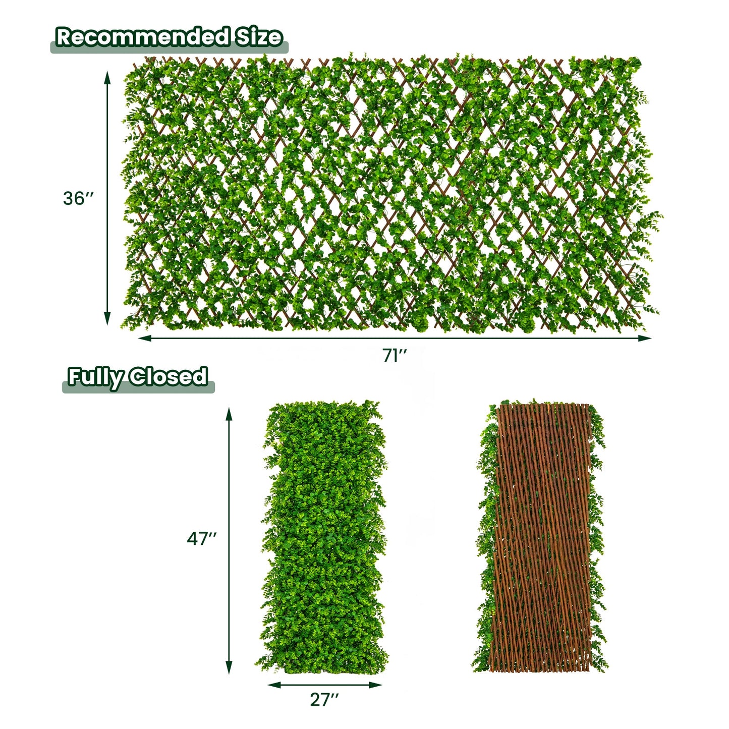 Adjustable Privacy Fence Screen with UV-Resistant Artificial Greenery for Balcony & Patio