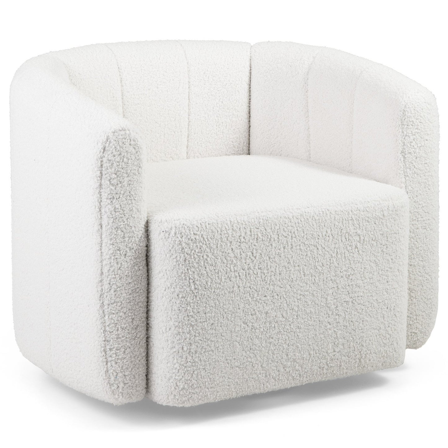 Contemporary Sherpa Upholstered Accent Chair with Ergonomic Curved Back and Armrests