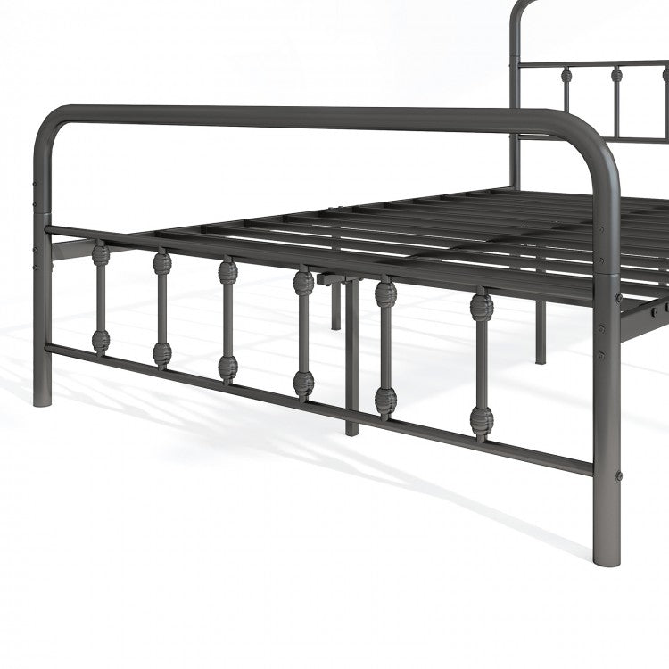 Victorian Style Metal Bed Frame with Headboard and 12.5" Underbed Storage – Full Size
