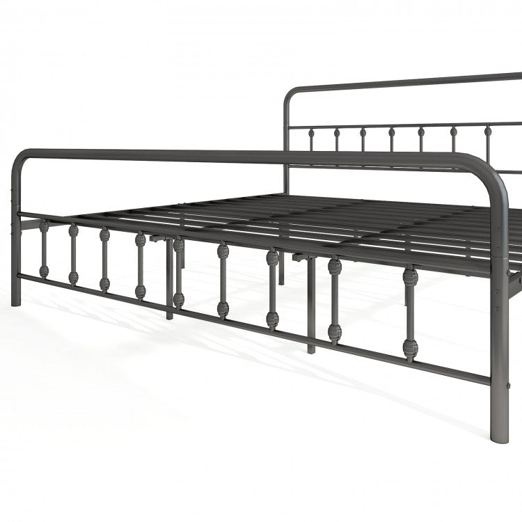 Victorian Style Metal Bed Frame with Headboard and 12.5" Underbed Storage – King Size