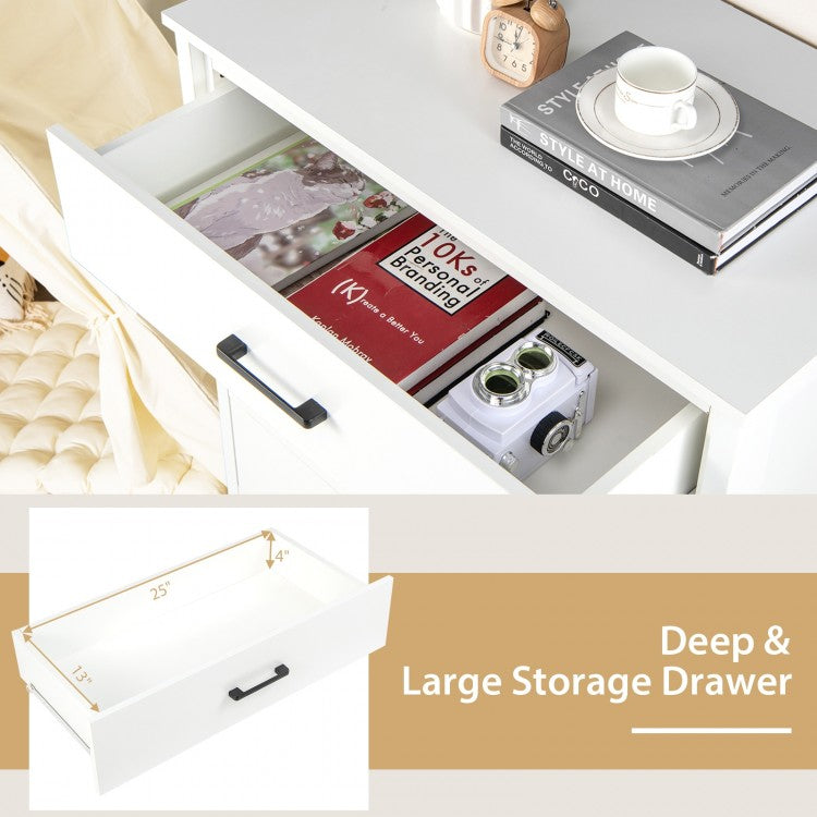 Modern 5 Drawer Dresser with Metal Handles, Storage Chest for Bedroom or Entryway – White Oak