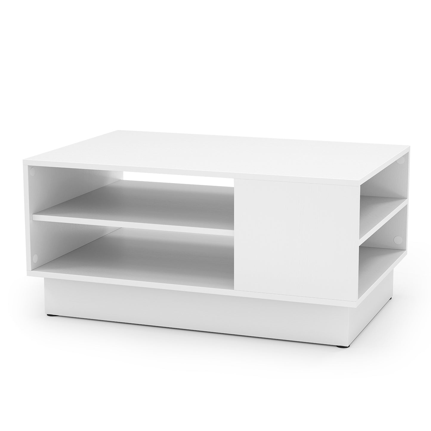 Contemporary Coffee Table with Dual Open Shelves and Recessed Base