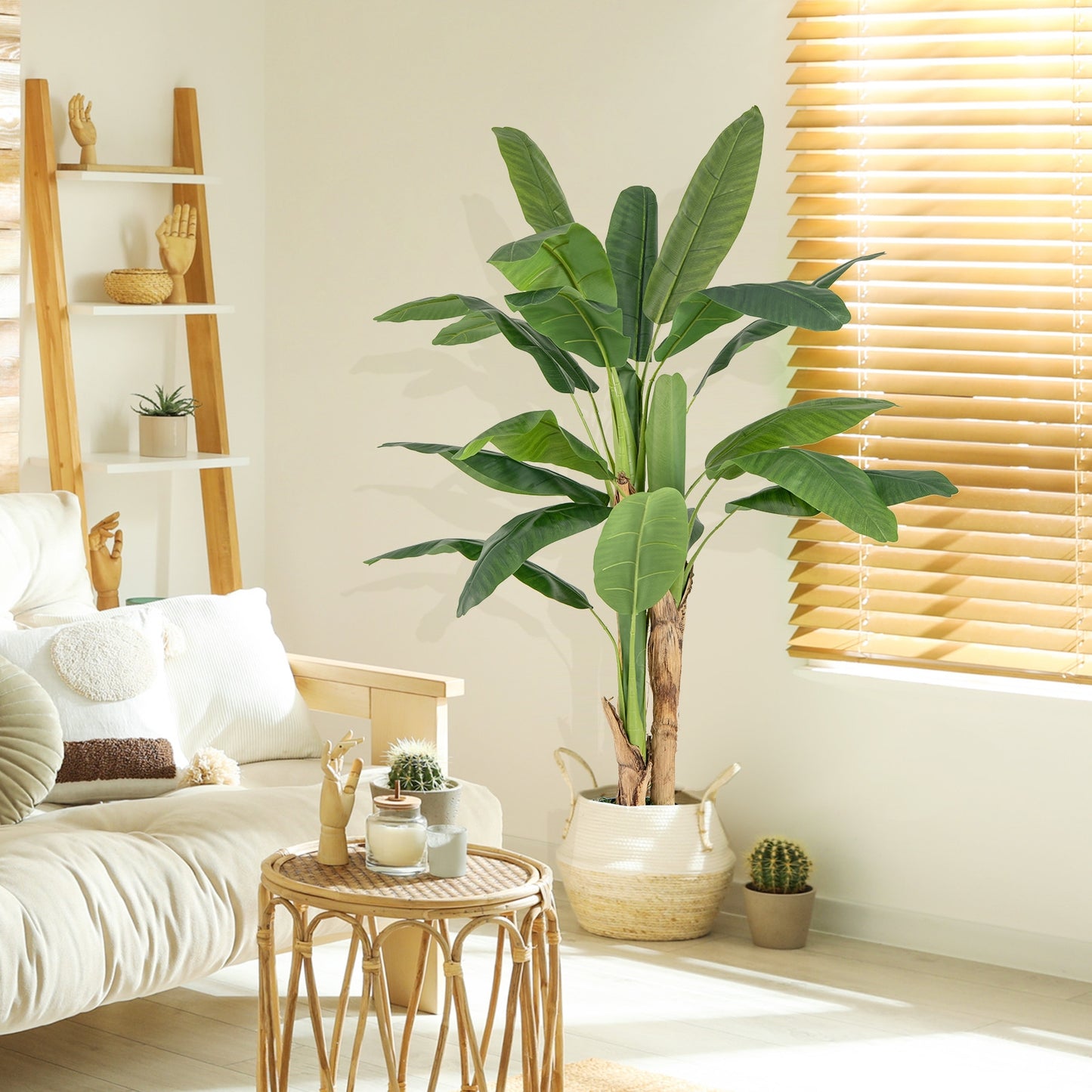 5.3 Feet Tall Artificial Bird of Paradise Tree with Lifelike Banana Leaves