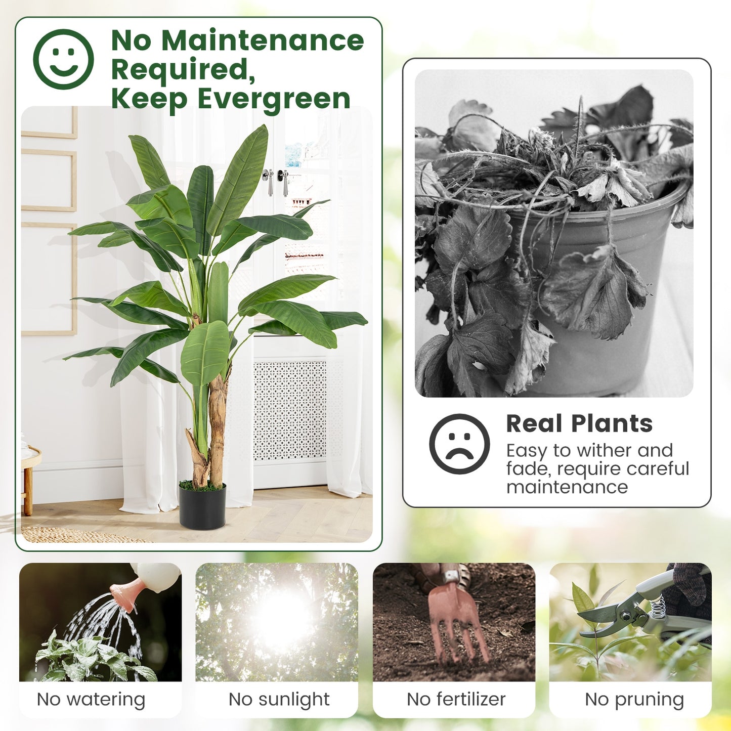 5.3 Feet Tall Artificial Bird of Paradise Tree with Lifelike Banana Leaves