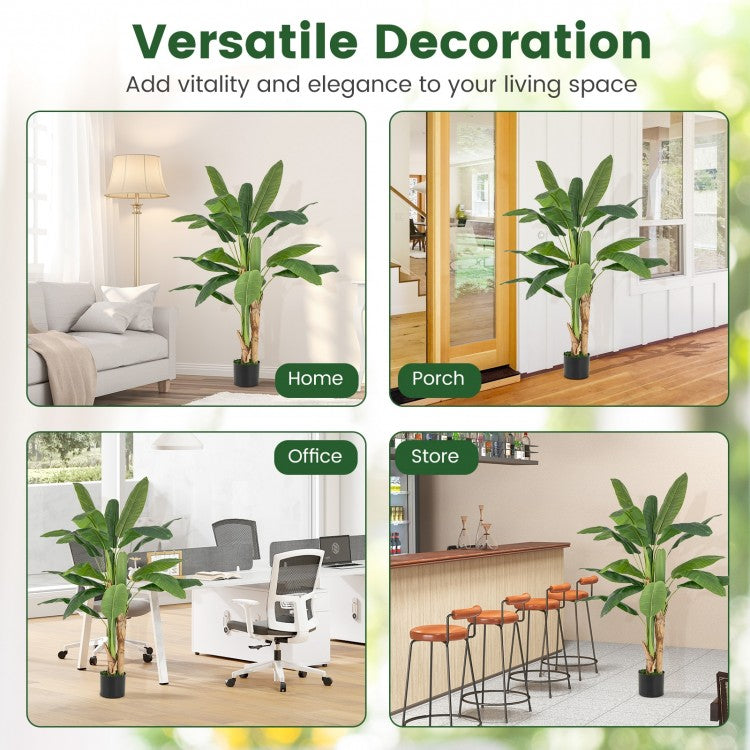 5.3 Feet Tall Artificial Bird of Paradise Tree with Lifelike Banana Leaves