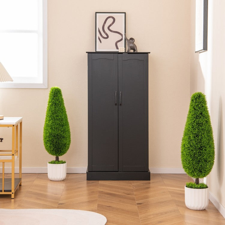 Set of 2 - 3FT Artificial Cedar Teardrop Bushes with Realistic Vines and Cement Nursery Pots-Green