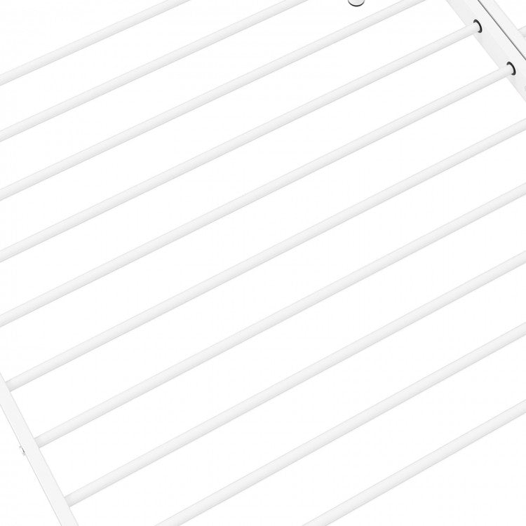 Convertible Metal Daybed with Guardrails and Armrests, Twin Size Bed – White