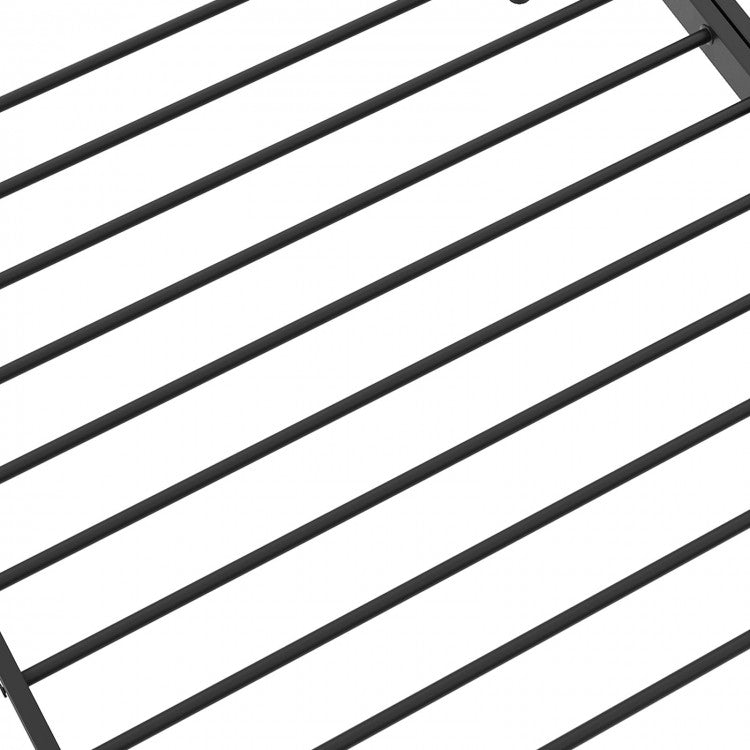 Expandable Black Metal Daybed with Guardrails & Armrests, Converts to Twin Size Bed