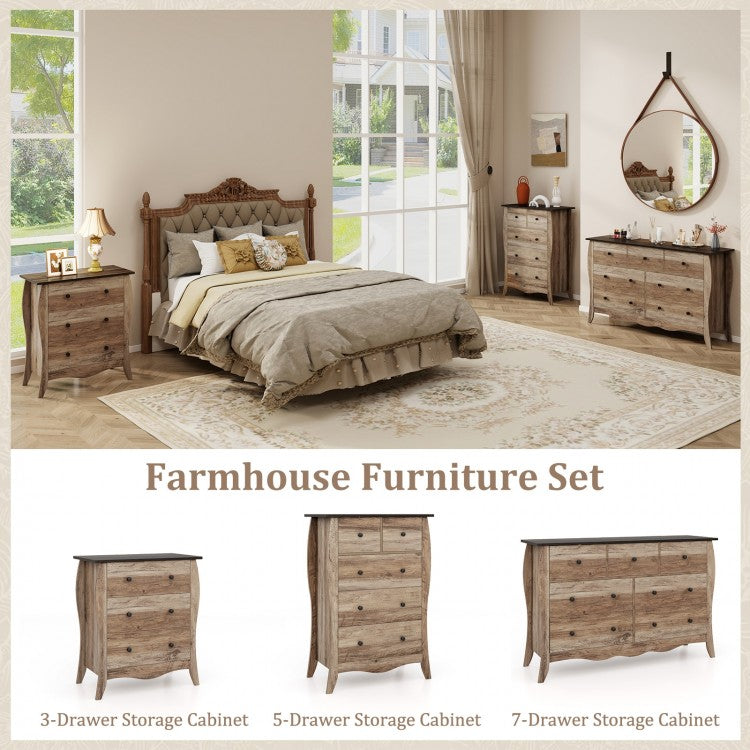 Wood Top Dresser with 3 Folding Fabric Drawers and Anti-Tip Safety Features – Brown